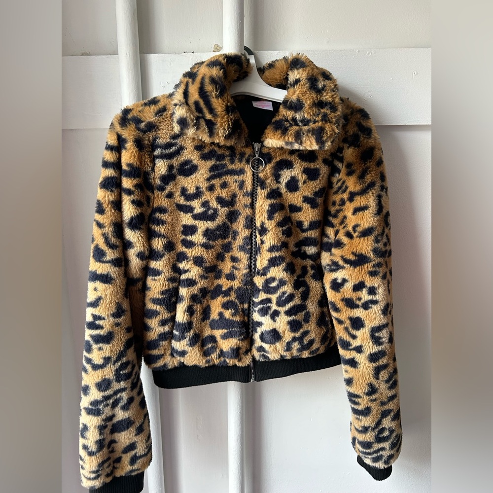Faux fur cheetah print jacket